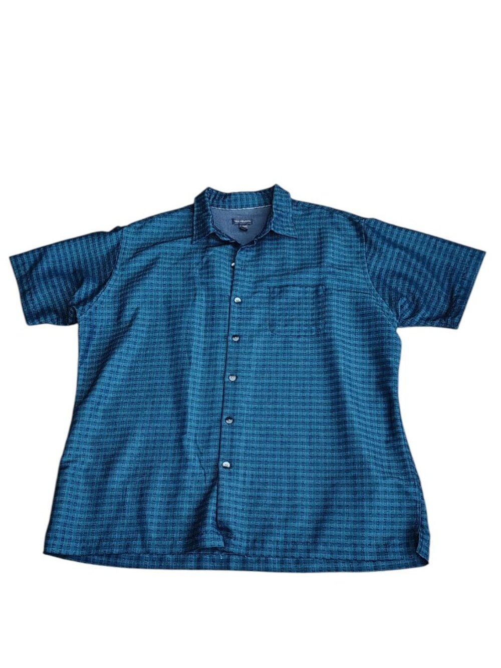 VAN HEUSEN men's short-sleeve dress shirts (XL 17-17.5) shiny--green,